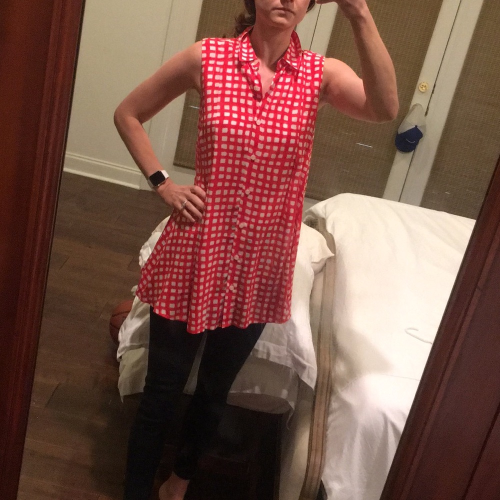 Anthropologie large check button up tunic